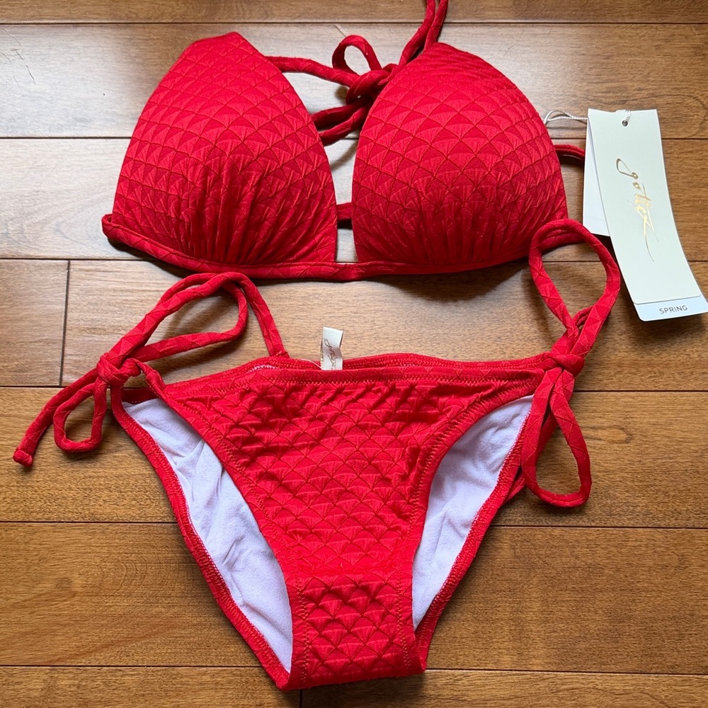 Gottex Red Textured Bikini Set
